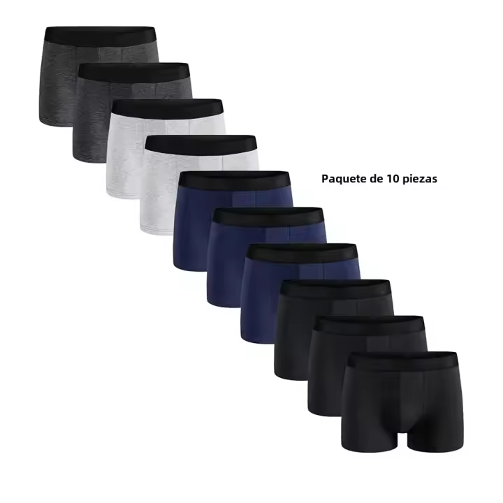 Pack De 10 Ropa Interior Para Hombre Sólida Marca Boxer Y Boxers De Lujo Conjunto De Shorts Y Calzoncillos Kit De Calcetines - 1