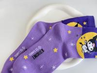Calcetines Medio Tubo Disney Sanrio Kuromi Para Mujer Color Morado Algodón Peinado Dibujos Animados Lindos Hechicera Calcetines - details 14