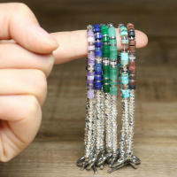 Pulsera Minimalista De Acero Inoxidable Con Piedra Natural Hecha a Mano Para Mujer Pulsera OT Clasp Picasso Hematita Joyería Unisex - details 5