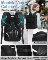 Mochila de viaje de cabina de avión para Ryanair Easyjet hombres mujeres mochila bolsa de viaje de mano, negro-S - details 1