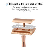 Afeitadora Manual Clásica Con 10 Hojas De Afeitar Acero De Aluminio Cuchillo De Seguridad Para Hombres Y Eliminación De Vello En Mujeres Herramienta De Afeitar - details 1