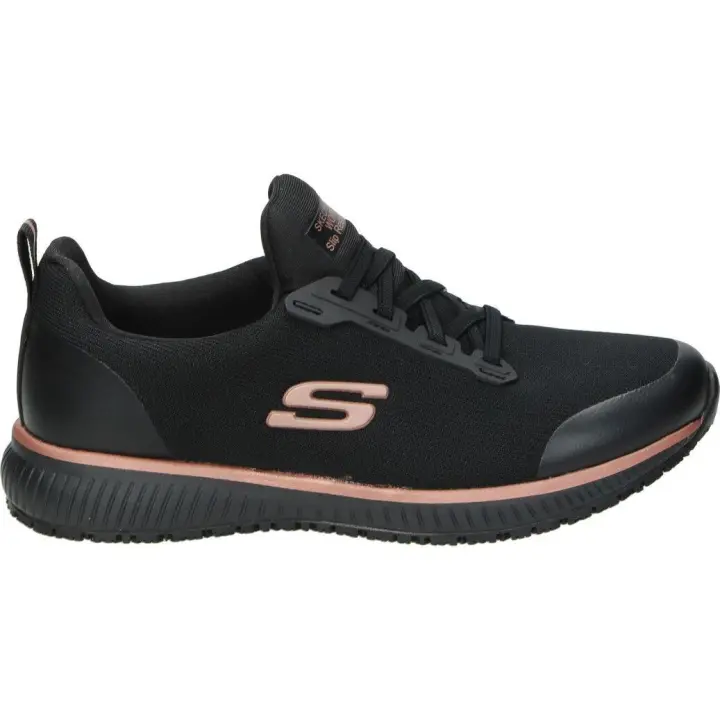 SKECHERS | Zapatilla de Trabajo Skechers Squad SR para Mujer – Zapato de Trabajo en Color Negro – Sneaker de Trabajo con Cierre de Gomas – Cómodo – Perfecto para estar de Pie – Modelo 77222EC-BKRG - 1