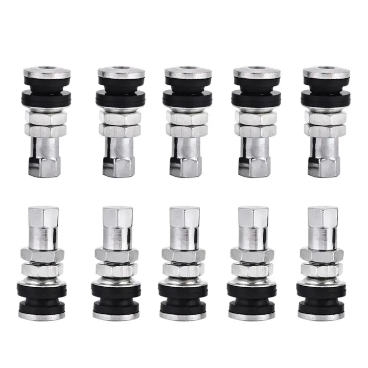 Kit De Valvulas De Neumáticos Para Coche Moto Y Camión 10pcs Con Cierre Antipolvo Acero Metálico Corto Estilo Tubo Sin Goma - 1