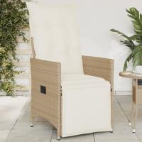 vidaXL Sillón reclinable de jardín con cojines ratán sintético negro en color Negro y crema/Marrón y crema/beige y crema y más | acolchados duraderos para sofás de jardín terraza exterior - details 2