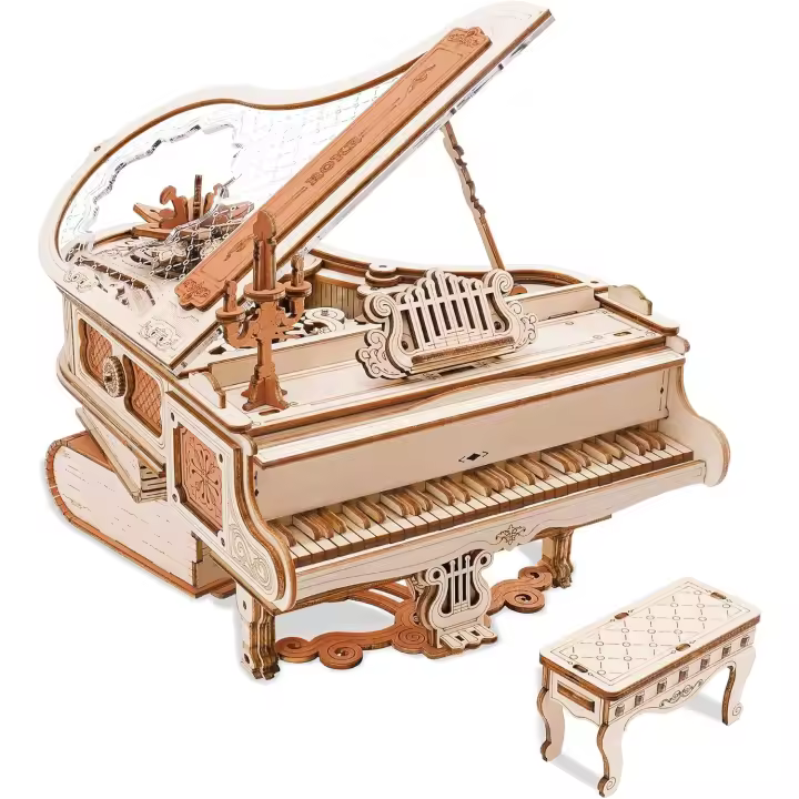 Puzzle 3D Madera Maquetas para Construir Adultos Rompecabezas Caja Musical Mágico de Piano Mecánico, Juegos de Construcción de Modelos Mecánicos, Manualidades para Adultos, Magic Piano - 1