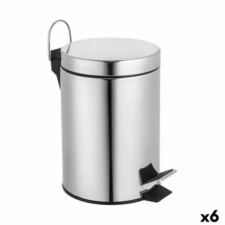 Cubo de Basura con Pedal Confortime Plateado 3 L (6 Unidades) - 1