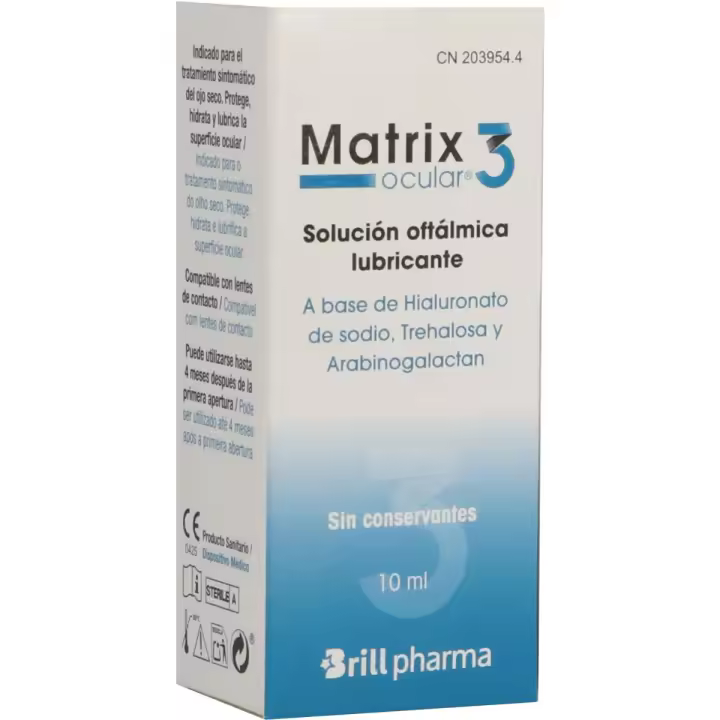 Brill Pharma Matrix 3 Gotas oftalmicas 10ml, Hialuronato Sódico para ojo seco - 1