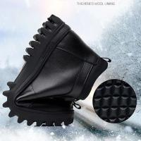 Botas De Hombre Invierno Cuero Con Forro De Peluche Cómodas Antideslizantes Casuales Para Exteriores Y Vacaciones - details 4