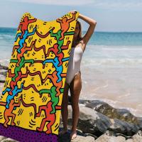 Toalla De Playa K-Keith-Haring Impresión Microfibra Absorbente Secado Rápido Suave Para Yoga Natación Resort Montañismo Tamaño 76x182 Cm - details 10