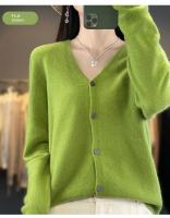 Suéter De Punto De Lana Merino 100% Para Mujer Cuello V Otoño Invierno Estilo Coreano Versátil Moda Oficina Regular Cierre Único Manga Larga - details 25