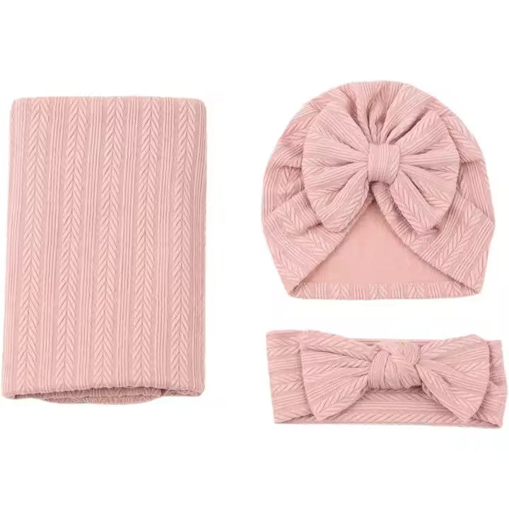 Manta receptora para recién nacidos, manta receptora para recién nacidos con diadema y gorro, manta envolvente para bebés para niños y niñas - 1