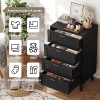 Cómoda de 4 cajones 55×40×95 cm, mueble de almacenaje moderno con acabado tejido, estructura estable de madera, para dormitorio y salón - details 3