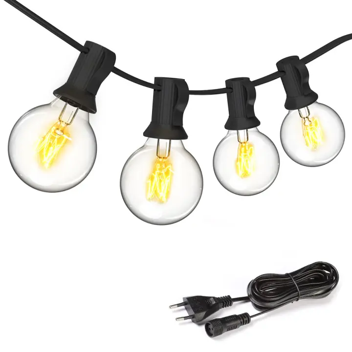 PORCHEDDU Luces de Cuerda para Patio de 50 pies Luces de Guirnalda al Aire Libre colgantes para decoración de festines en patio trasero Balcón E12 G40 - 1