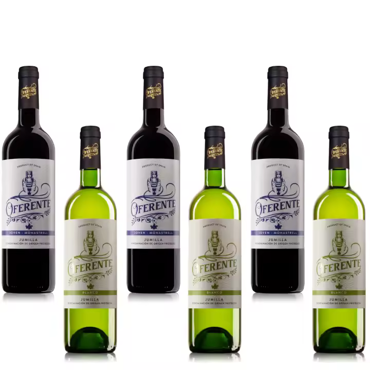OFERENTE - Vino Tinto Joven y Blanco Santiago Apostol - Vino Tinto D.O Jumilla -Caja de Vino Tinto Joven y Blanco - Vino Tinto Premium - Pack de Vinos Joven y Blanco - Vino Tinto de Calidad - 6 Unidades de 750 ml - 1