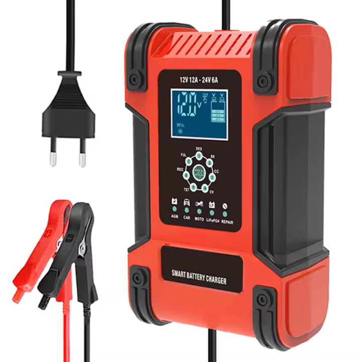 Cargador De Batería Universal 12V 12A/5A Alta Potencia Para Coche SUV Camión Mantenimiento De Batería 12V 24V AGM GEL WET - 1