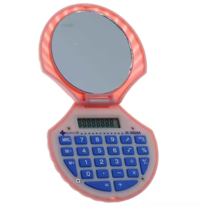 Calculadora 8 Dígitos Con Espejo Mod. Jk-8928-a  Forma De Concha Rosa - 1