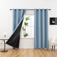2pcs Cortinas Oscurecedoras De Sólido Negro 100% Para Dormitorio Y Sala De Estar Protección UV Deslizamiento Fácil Y Diseño Estilizado - details 12