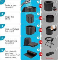 Inodoros portátiles para acampar, inodoros portátiles para adultos, inodoros portátiles para adultos, inodoros portátiles impermeables plegables, adecuados para acampar, automóviles, cubos, viajes, al aire libre, senderismo, viajes, remo, playa, tiendas d - details 4