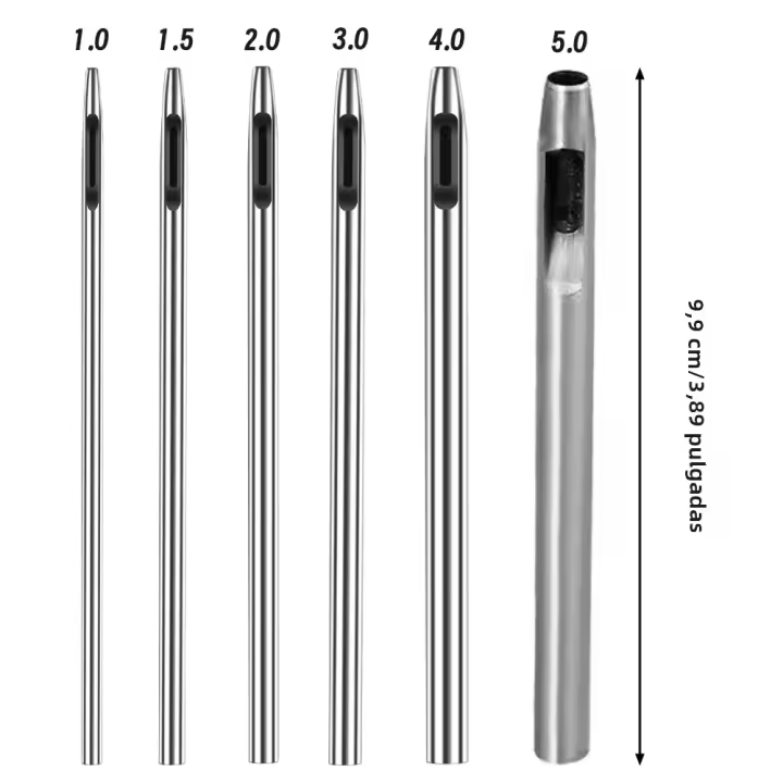 Fenrry Set De 6 Herramientas De Perforación Para Cuero 10-5.0mm Herramientas De Trabajo Para Cinturones Y Otros Proyectos De Cuero Metálico - 1