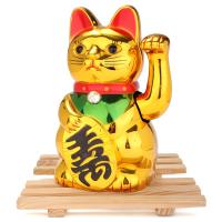 Figura Clásica De Gato Bendecido En Oro Con Brazo Moviéndose Para Atracción De Riqueza Decoración De Hogar Y Hotel Feng Shui - details 5