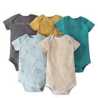 Nueva ropa de verano para bebés y niños pequeños, mono de pedo cruzado triangular de colores mixtos, ropa para gatear para bebés, conjunto de cinco piezas - details 24