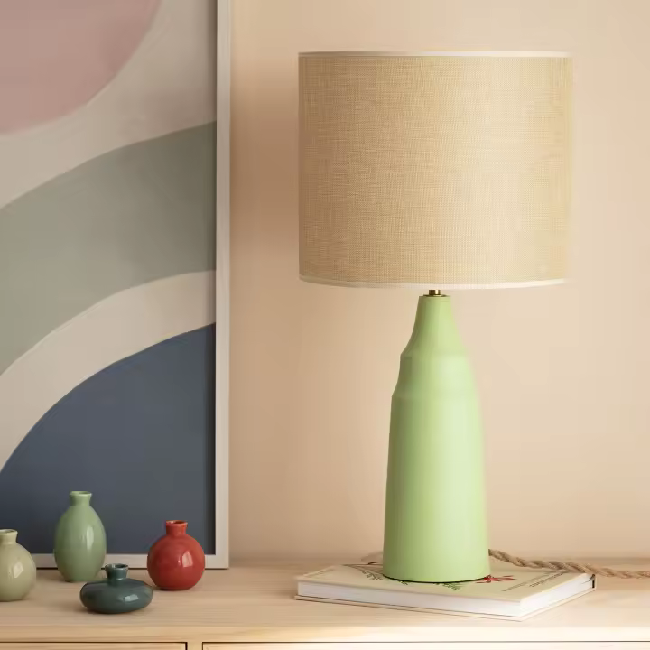 Ledkia Lámpara de Mesa Metal y Tela Muka Verde Menta - 1