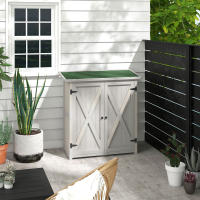 Armario de Jardín, Cobertizo de Madera para herraduras, Armario para herraduras de 2 Weatherproof Puertas, Cobertizo para herraduras con Techo de Asphalt, Armario para herraduras de Jardín, Patio, 110x55x117 cm, Gris Claro - details 2
