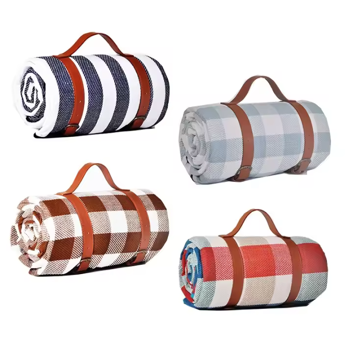 Manta De Picnic Al Aire Libre Impermeable Para Camping Y Playa Estilo Cuadros Y Rayas Colorida Rectangular Tapete Para Dormir Carpeta Para Sala De Estar - 1
