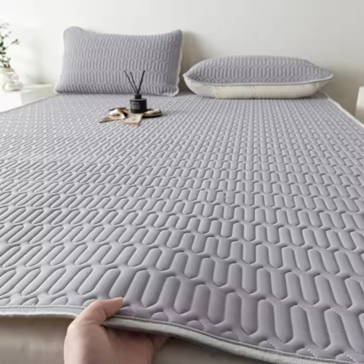 Juego De Sábanas Con Fundas Para Almohadas Cooling Ice Silk Y Látex Tejido Quilted Transpirable Para Verano Resistente Al Calor Materiales Sólidos De Poliéster 200TC - 1