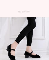 Dynadans-Women Ballet Tango Dance Shoes Indoor Dance Practice, Coral Velvet Upper, Black with 2.5cm Heel - details 1