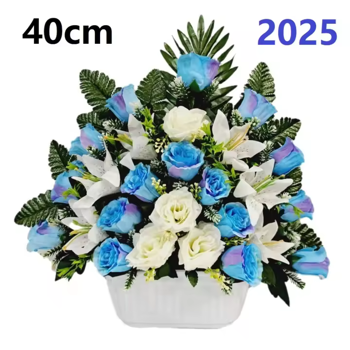 Centro de Flores para Cementerio Gerimport | Ramos de Flores para Todos los Santos | Flores Artificiales de Tela | Ancho 40cm | Alto 40cm | Personalizar Color y Medida | Contacto Directo con el Vendedor - 1