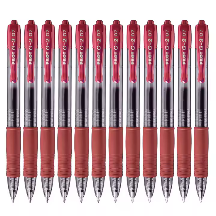 Pilot G2 07 Bolígrafo Retráctil Tinta de Gel Punta 0,7mm Recargable Color Rojo (Pack de 12 Uds.) - 1