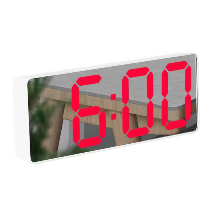 PORCHEDDU Reloj despertador digital LED con control de Voz Y Pantalla de temperatura Reloj de Mesita de noche Espejo con Brillo ajustable Alarma - 1