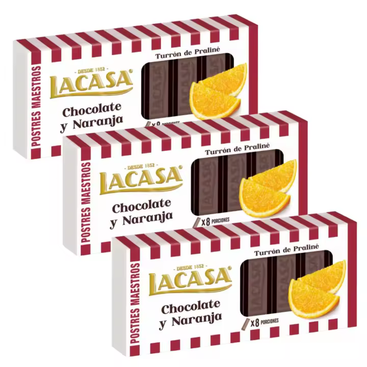 LACASA Turron de Chocolate y Naranja, Fusión Refrescante y Dulce para Momentos Especiales en Familia, 225g - 1