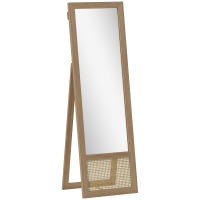 HOMCOM Espejo de Cuerpo Entero 160x50 cm Espejo de Pie o de Pared con Marco de Madera y Soporte para Salón Dormitorio Natural - details 0