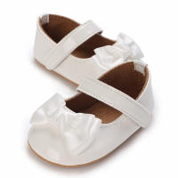 Zapatos De Princesa Para Bebé Niña Con Lazo PU Suave Suela Primera Caminata 0-18M Blanco Walker De Primer Paso Con Buitre Y Cierre De Correa - details 3