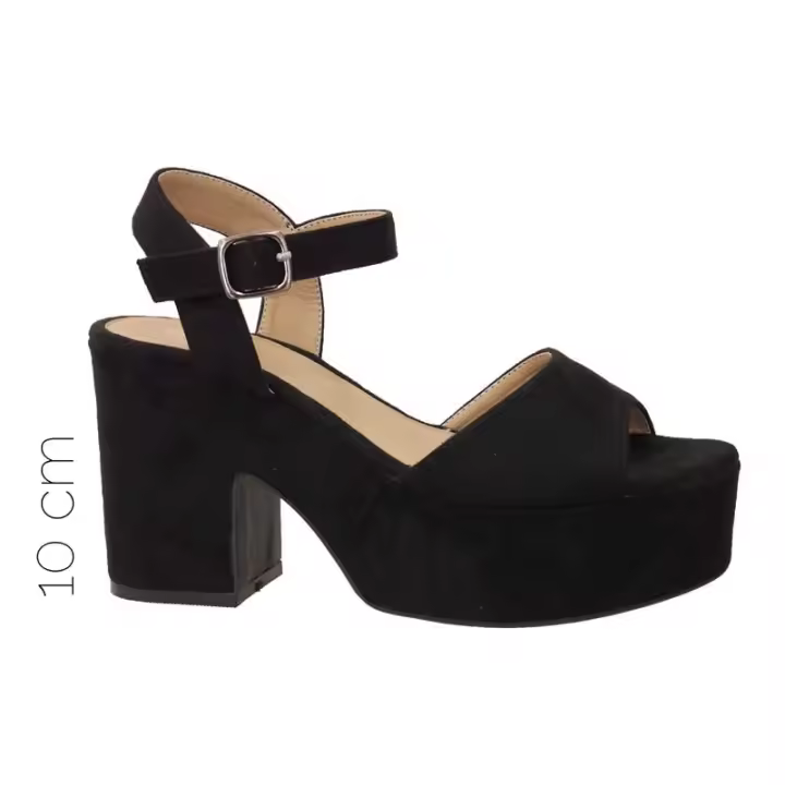 Sandalia de Plataforma Negra 10cm - Alta Moda - 1