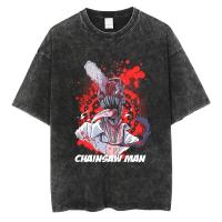 Camiseta Oversize Vintage De Anime Chainsaw Hip Hop Para Hombre Negro Suéter Casual Manga Corta Estilo O-Neck Unisex - details 8