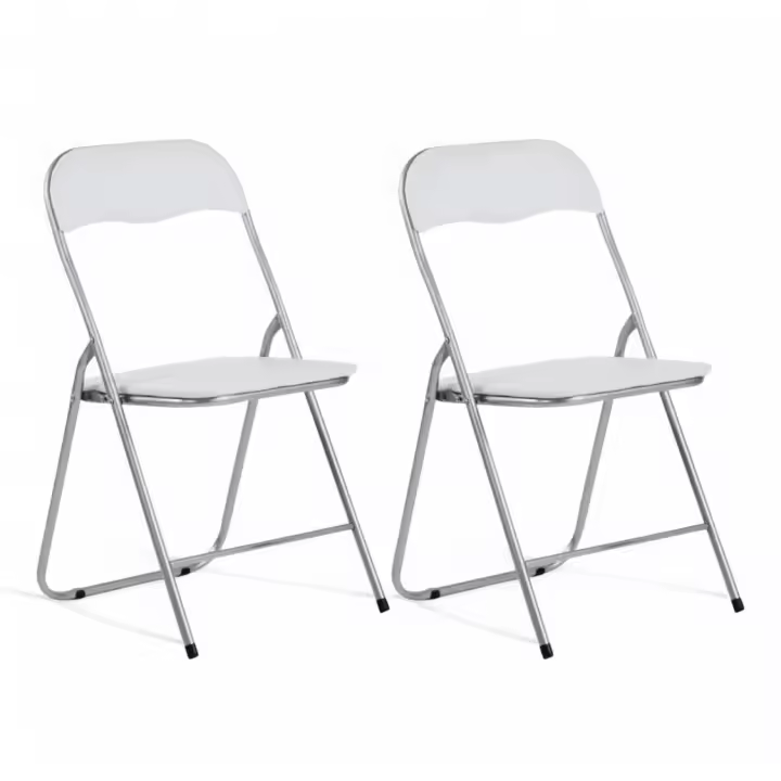 ORION91 Silla AQUILA Plegable Acolchada Piel Sintética y Estructura Metálica - Color BLANCO 39 x 44 x 78 cm - SpazioLuzio - 1