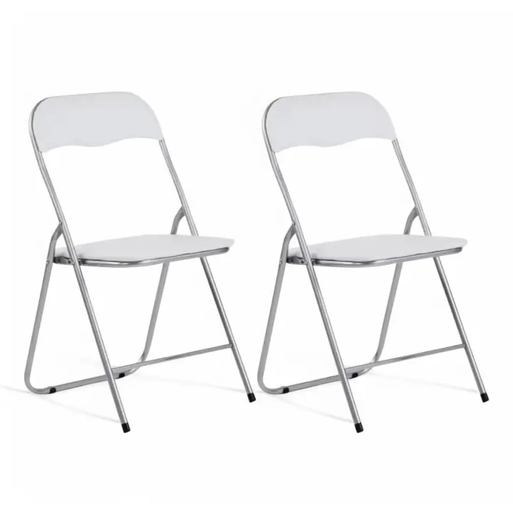 ORION91 Silla AQUILA Plegable Acolchada Piel Sintética y Estructura Metálica - Color BLANCO 39 x 44 x 78 cm - SpazioLuzio - 1