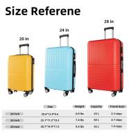 S7 STAR Juego de viajes 3 Maletas Tamaños 20", 24" y 28" Carcasa Ligera de ABS, Cerradura Numérica, 4 Ruedas Giratorias 360°, Asa Telescópica de Aluminio Juego de Maletas Set Trolley Maleta Cabina - details 2