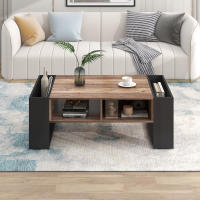 Mesa de Centro de Veta de Madera With Cajones sin ASA, Caja de almacenamiento y Caja de almacenamiento trasero, almacenamiento de doble cara. Heno compartimientos de almacenamiento En ambos. Mesa de Centro para Sala de estar, Espacio de almacenamiento - details 0
