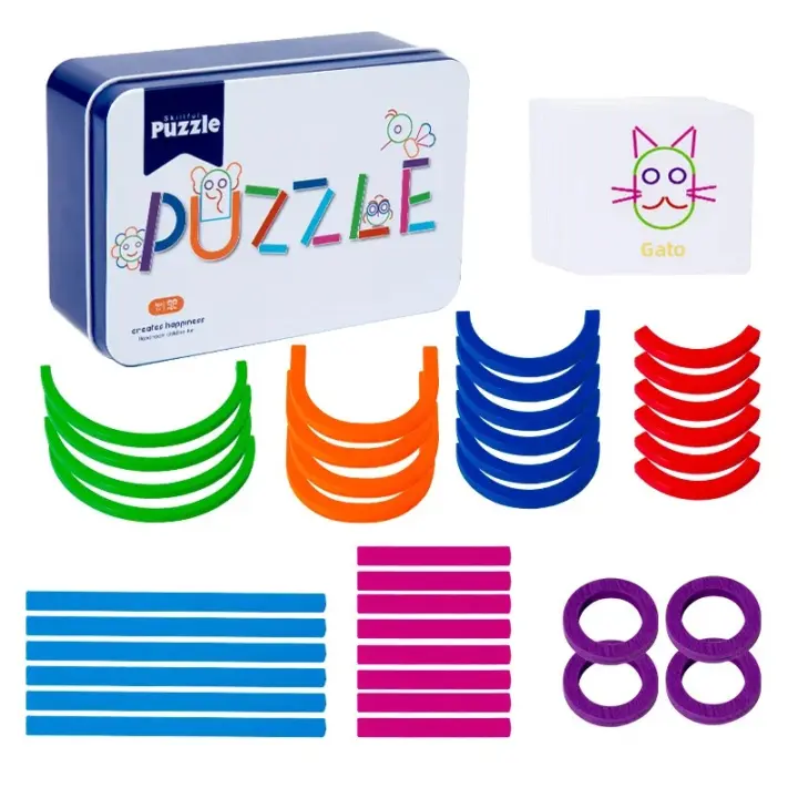 Puzzle De Madera Divertido Juego Educativo Para Niños Empaque Portátil Aprendizaje Cognitivo Temprano Consciencia De Colores Formas Y Vida Regalo Para Niños - 1