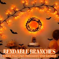 Cadena De Luces De Calabaza De Halloween 54LEDs Impermeables Vinillo Negro Flexible Árbol Lámpara Con Calabaza Para Decoración De Fiesta - details 6