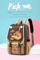 Mochila Grande Capacidad Para Escuela Kapybara Explosiva Estilo Preppy Con Dibujos Animados Para Estudiantes De Secundaria Material De Poliéster Con Forro Trenzado Cierre De Cremallera - details 1