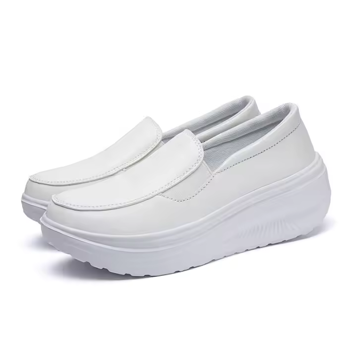 Zapatos De Mujer Verano Cuero Genuino Suave Suela Muelle Negro Zapatos De Trabajo Talla Grande Tacón Medio Cierre SLIP-ON - 1