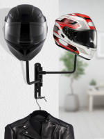 Soporte De Casco De Motocicleta Doble Bola En Metal Con Gancho Y Montaje En Pared Rotación De 180° Estante De Almacenamiento Para Cascos - details 6