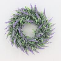 Corona De Lavanda Artificial 36cm Hojas Verdes De Flores Para Decoración De Pared Exterior Puerta De Entrada Hogar Festivales - details 7