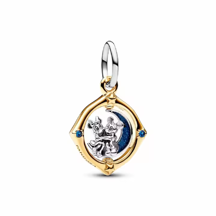 Charm Pandora Colgante Luna Giratoria en Dos Tonos de Mickey y Minnie Mouse de Disney - 1