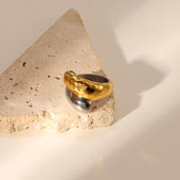 Anillo Cruzado De Acero Inoxidable Pulido Uworld Estilo Punk Con Conexión De Colores Plata Y Oro Para Mujer Joyería De Moda - details 3